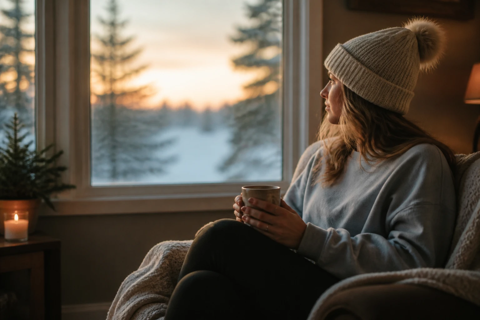 A flat lay of the Sun. Boats. Beers. Repeat. Garment-Dyed T-Shirt on a soft gray background, surrounded by pine cones and a warm ceramic mug.
